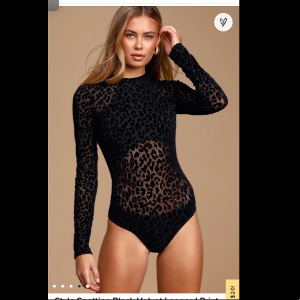 COPY - Black Velvet Leopard Print Bodysuit